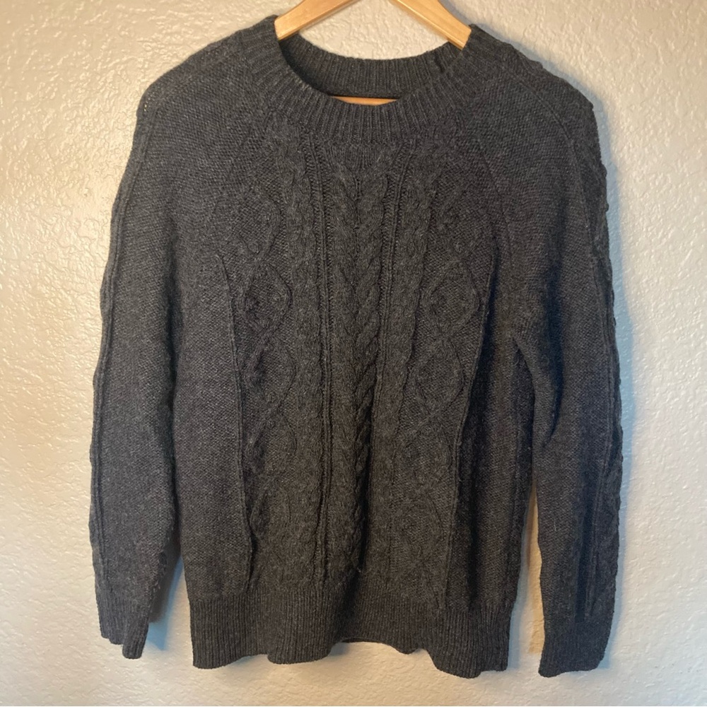 Lucky Brand Wool Blend Charcoal Cable Knit Crewneck Casual Sweater Women’s Small